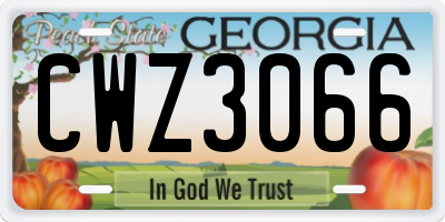 GA license plate CWZ3066