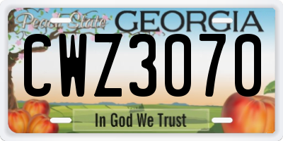 GA license plate CWZ3070