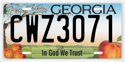 GA license plate CWZ3071