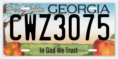 GA license plate CWZ3075