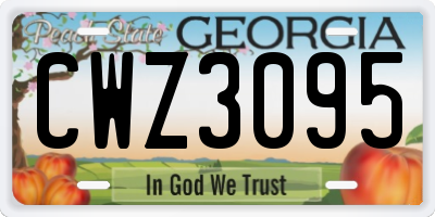 GA license plate CWZ3095