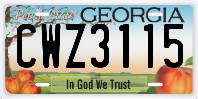 GA license plate CWZ3115