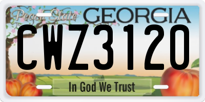 GA license plate CWZ3120