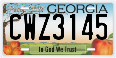 GA license plate CWZ3145