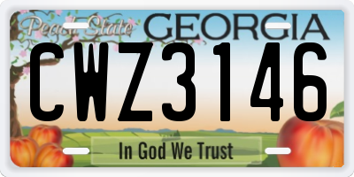 GA license plate CWZ3146