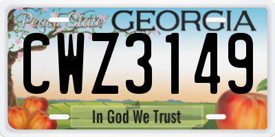 GA license plate CWZ3149