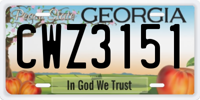 GA license plate CWZ3151