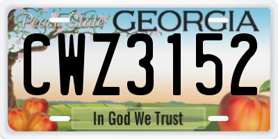 GA license plate CWZ3152