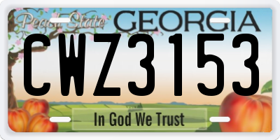 GA license plate CWZ3153