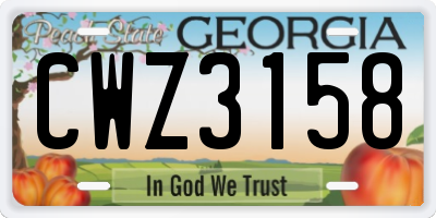 GA license plate CWZ3158