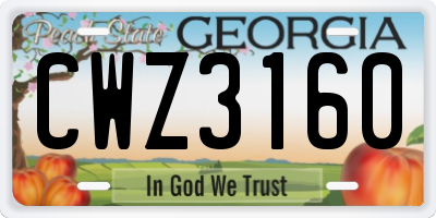 GA license plate CWZ3160