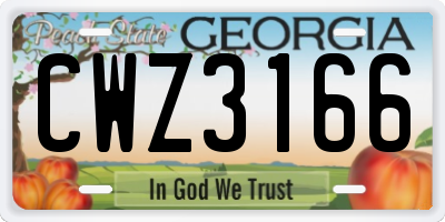 GA license plate CWZ3166