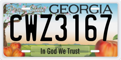 GA license plate CWZ3167