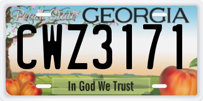 GA license plate CWZ3171