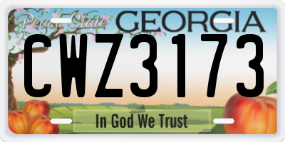 GA license plate CWZ3173
