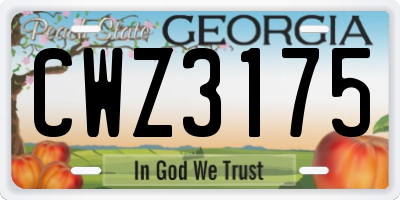 GA license plate CWZ3175