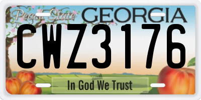 GA license plate CWZ3176