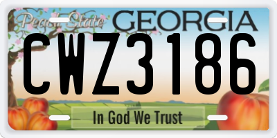 GA license plate CWZ3186