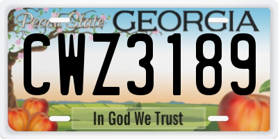 GA license plate CWZ3189