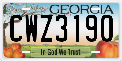 GA license plate CWZ3190
