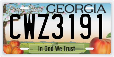 GA license plate CWZ3191