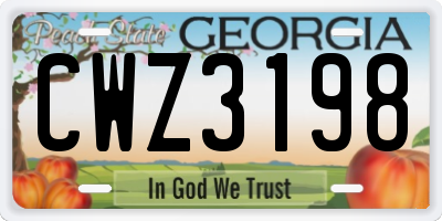 GA license plate CWZ3198