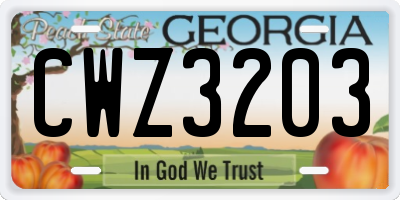 GA license plate CWZ3203