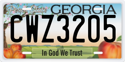 GA license plate CWZ3205
