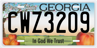 GA license plate CWZ3209