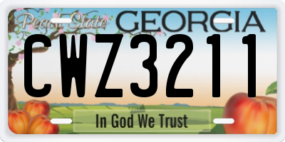 GA license plate CWZ3211