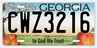 GA license plate CWZ3216