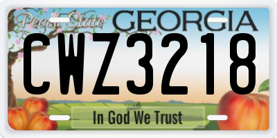 GA license plate CWZ3218