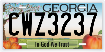 GA license plate CWZ3237