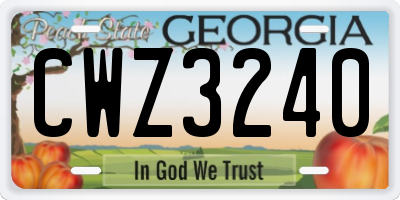 GA license plate CWZ3240