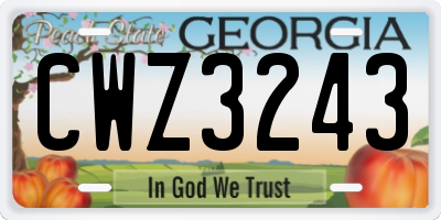 GA license plate CWZ3243