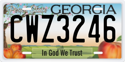 GA license plate CWZ3246