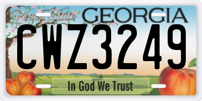 GA license plate CWZ3249