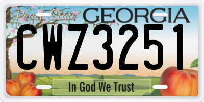 GA license plate CWZ3251