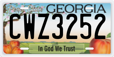 GA license plate CWZ3252