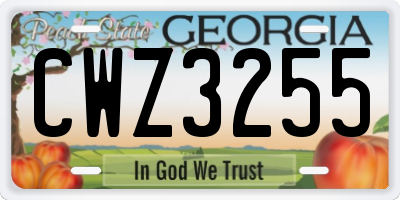 GA license plate CWZ3255