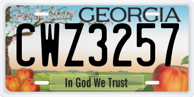 GA license plate CWZ3257