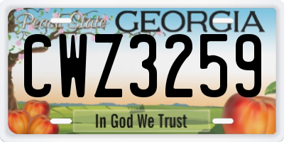 GA license plate CWZ3259