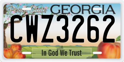 GA license plate CWZ3262