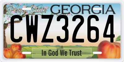 GA license plate CWZ3264