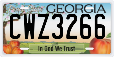 GA license plate CWZ3266