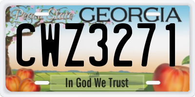 GA license plate CWZ3271