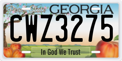 GA license plate CWZ3275