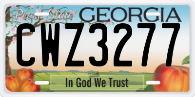 GA license plate CWZ3277