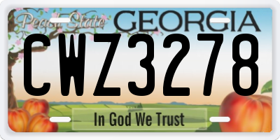 GA license plate CWZ3278