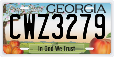 GA license plate CWZ3279